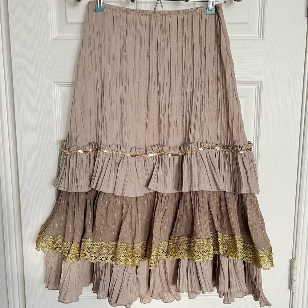 Vintage | Deco USA |  Ruffled Sparkly Flared Skirt - Picture 3 of 7